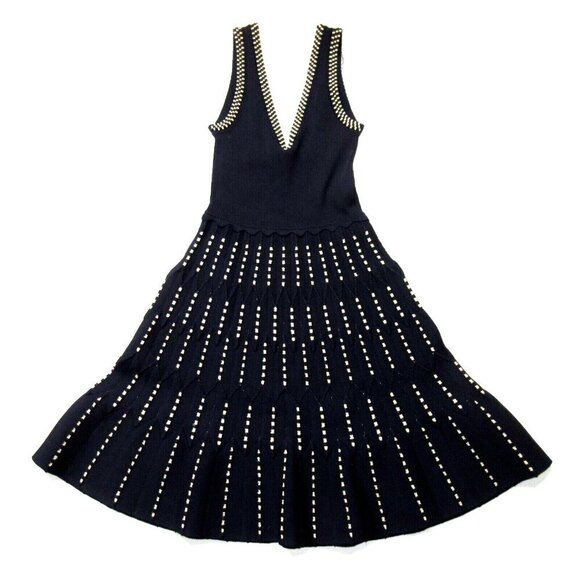 NWT Sandro Jasm in Marine Ribbed Stretch Knit Fi & Flare Tank Dress 36 / US 4 - Picture 3 of 10